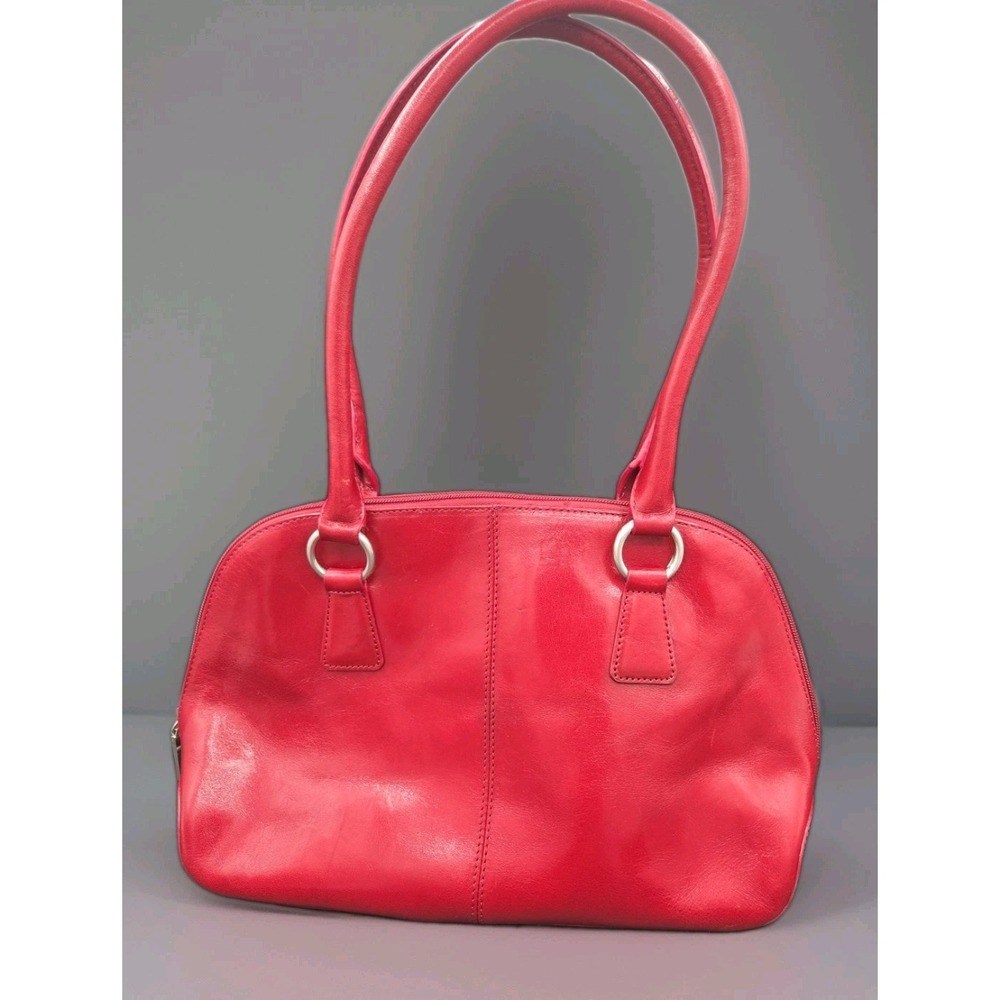 Vintage Y2K Hobo International Red Leather Dome Satchel Bag O-Ring Straps